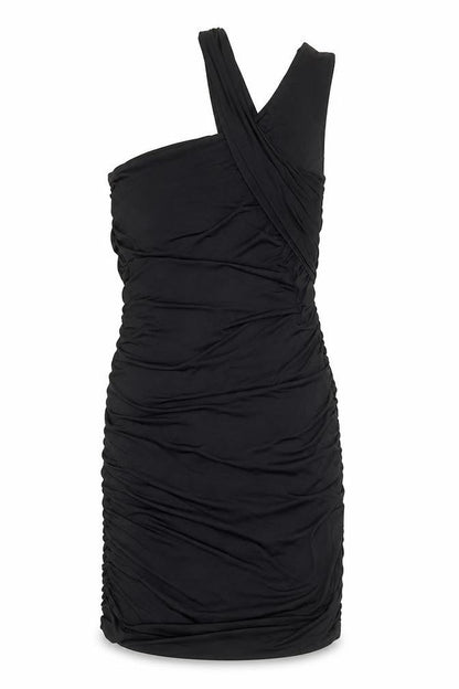Stradivarius Womens Black Polyester Bodycon Size M Round Neck Pullover - Asymmetric Neckline