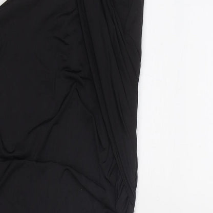 Stradivarius Womens Black Polyester Bodycon Size M Round Neck Pullover - Asymmetric Neckline
