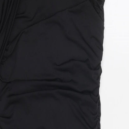 Stradivarius Womens Black Polyester Bodycon Size M Round Neck Pullover - Asymmetric Neckline