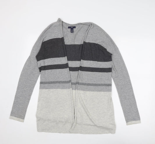 Gap Womens Grey V-Neck Striped Acrylic Cardigan Jumper Size S