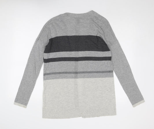 Gap Womens Grey V-Neck Striped Acrylic Cardigan Jumper Size S