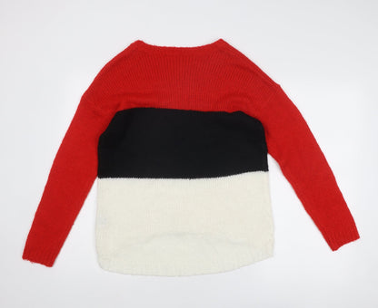 Select Womens Multicoloured Boat Neck Acrylic Pullover Jumper Size 12 - Colourblock