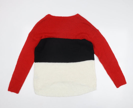Select Womens Multicoloured Boat Neck Acrylic Pullover Jumper Size 12 - Colourblock