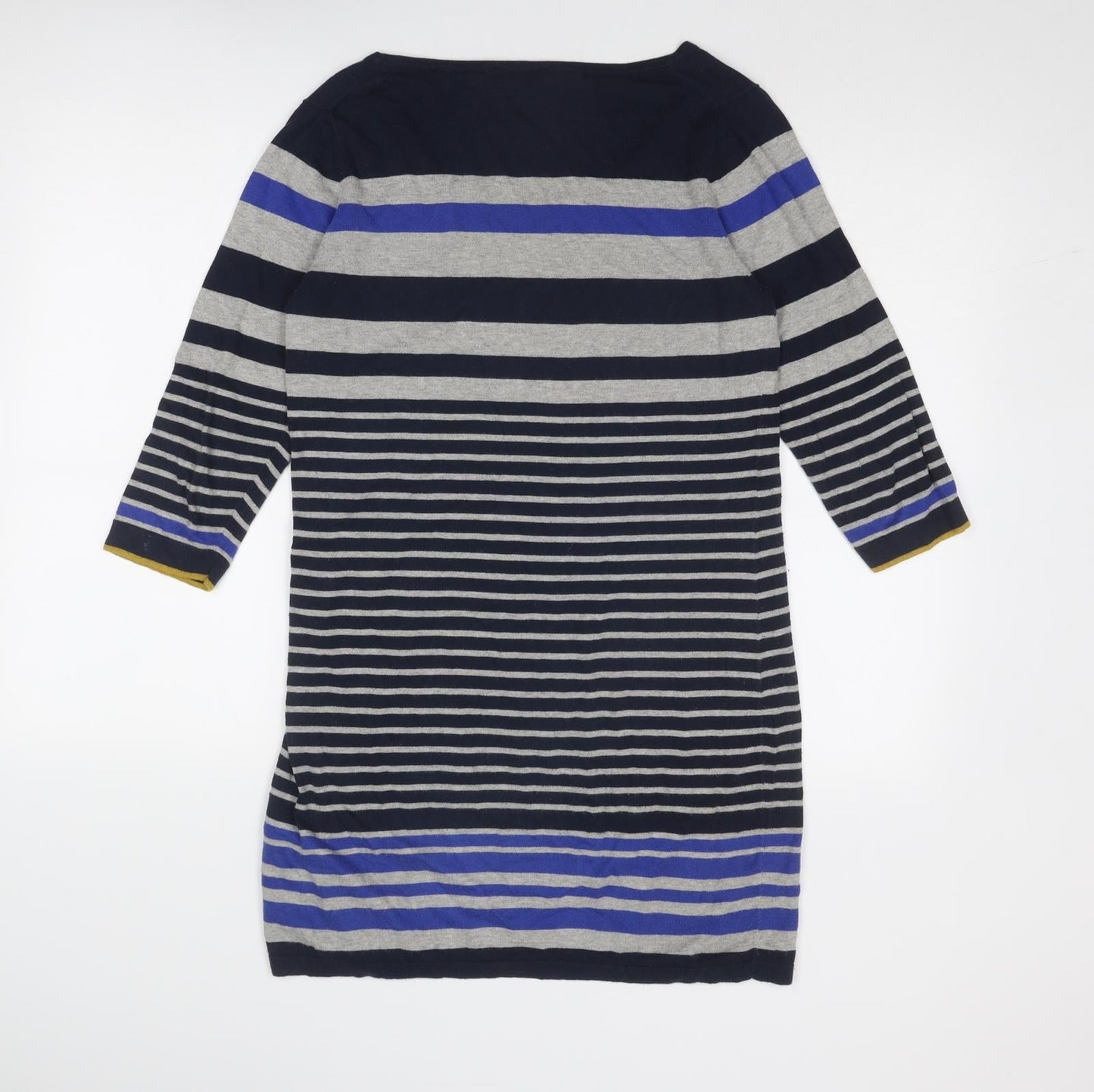 Autograph Womens Blue Striped Cotton Jumper Dress Size 12 Boat Neck