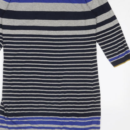 Autograph Womens Blue Striped Cotton Jumper Dress Size 12 Boat Neck
