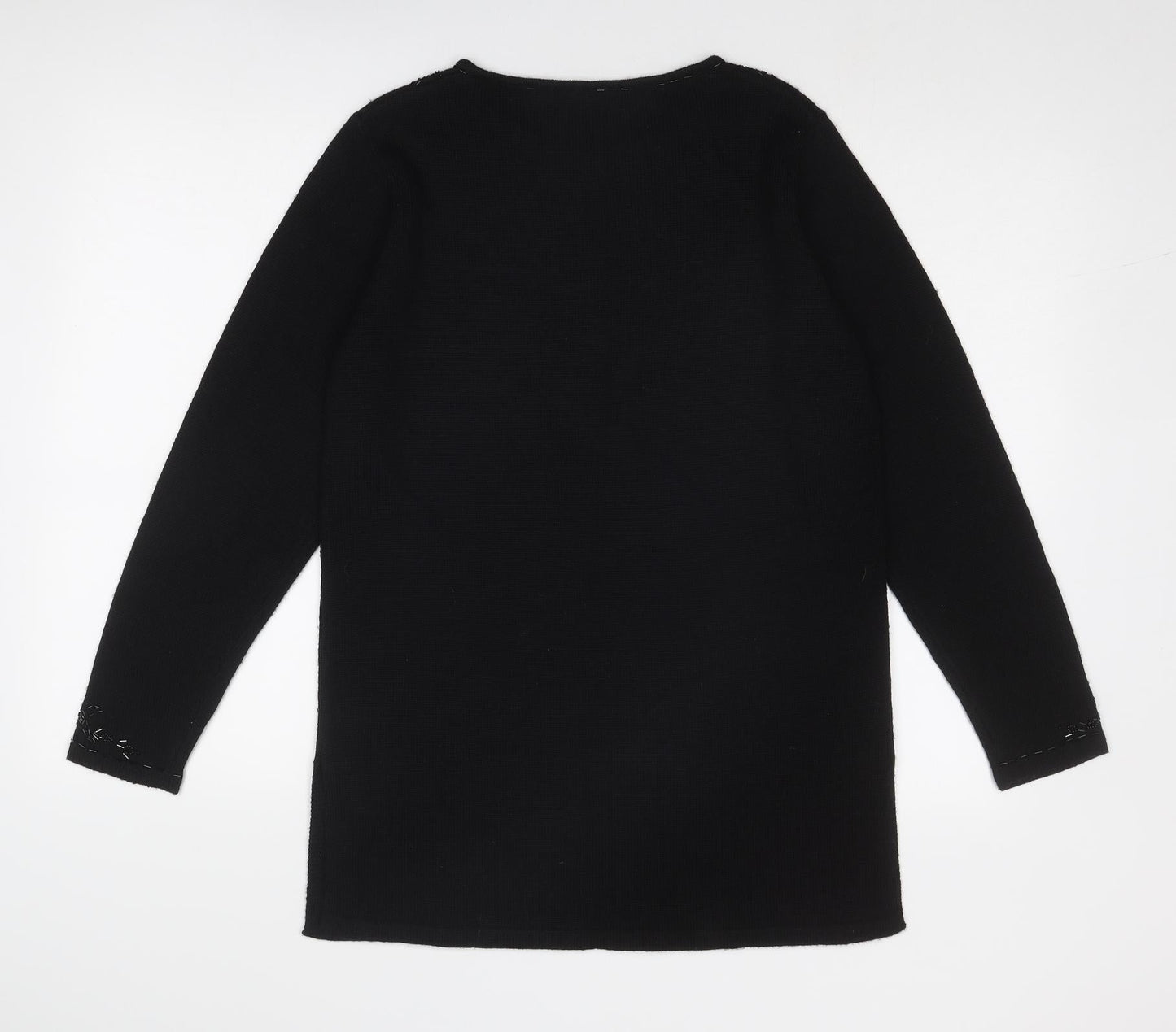 Marks and Spencer Womens Black Boat Neck Acrylic Pullover Jumper Size 10 - Embellished