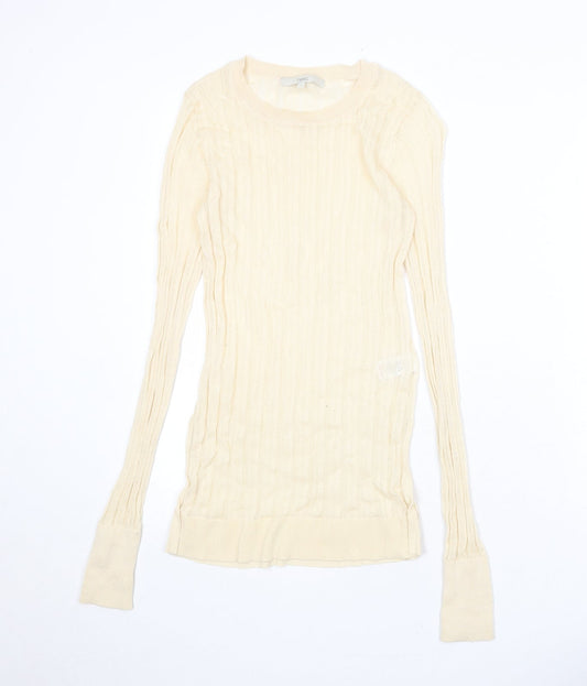 NEXT Womens Beige Round Neck Viscose Pullover Jumper Size 6