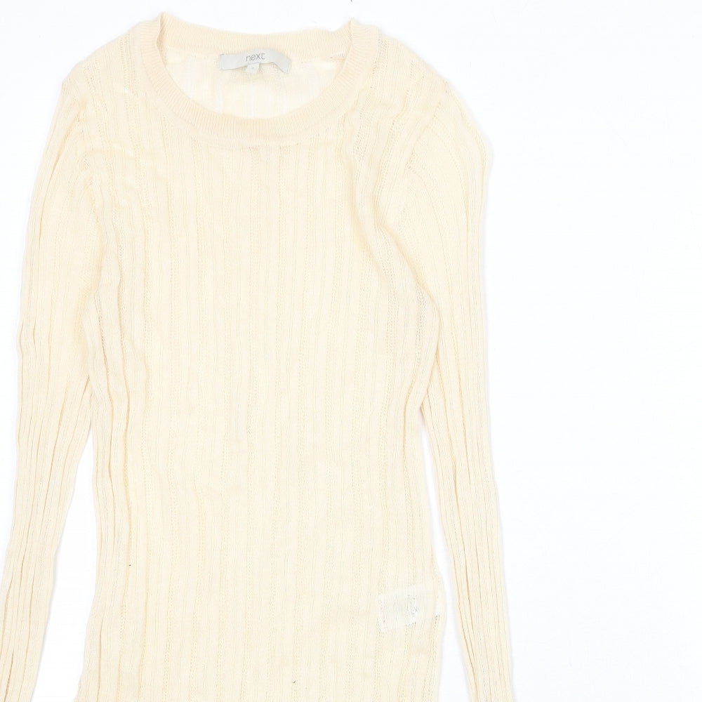NEXT Womens Beige Round Neck Viscose Pullover Jumper Size 6