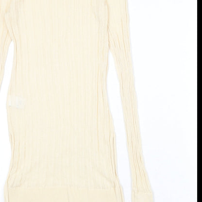 NEXT Womens Beige Round Neck Viscose Pullover Jumper Size 6