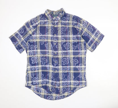 Mens UK Size L Loafers Blue  Button-Up Short Sleeve Casual Shirt