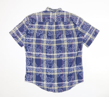 Mens UK Size L Loafers Blue  Button-Up Short Sleeve Casual Shirt