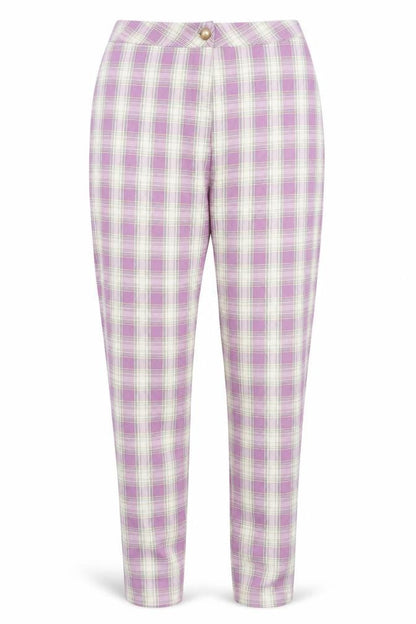 Urban Threads Womens Purple Plaid Polyester Carrot Trousers Size 8 Regular Zip