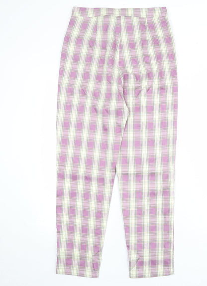 Urban Threads Womens Purple Plaid Polyester Carrot Trousers Size 8 Regular Zip