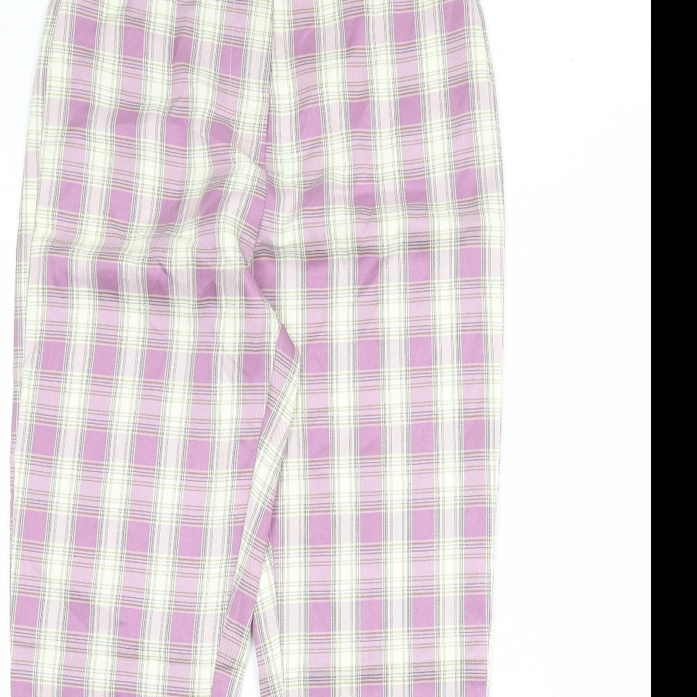 Urban Threads Womens Purple Plaid Polyester Carrot Trousers Size 8 Regular Zip