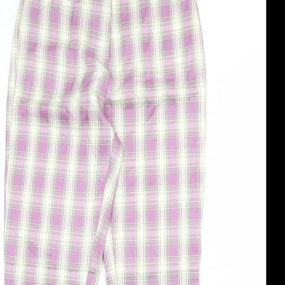 Urban Threads Womens Purple Plaid Polyester Carrot Trousers Size 8 Regular Zip