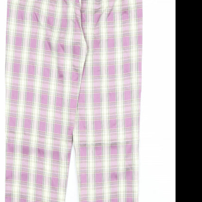 Urban Threads Womens Purple Plaid Polyester Carrot Trousers Size 8 Regular Zip