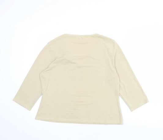Berkertex Womens Beige Polyester Basic T-Shirt Size 16 V-Neck