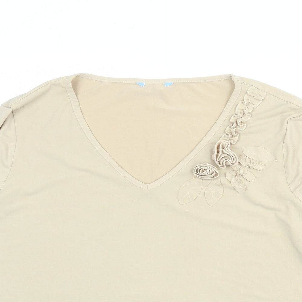 Womens UK Size 16 Berkertex Beige Basic T-Shirt
