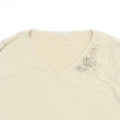 Womens UK Size 16 Berkertex Beige Basic T-Shirt