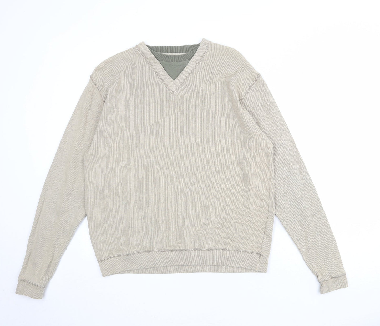 O-Club Mens Beige Cotton Pullover Sweatshirt Size L