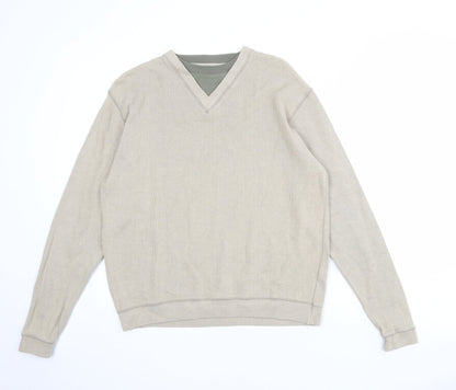 O-Club Mens Beige Cotton Pullover Sweatshirt Size L