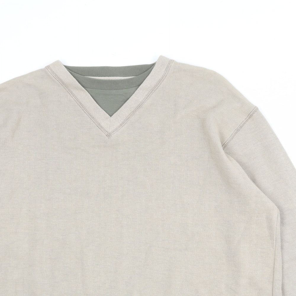 O-Club Mens Beige Cotton Pullover Sweatshirt Size L