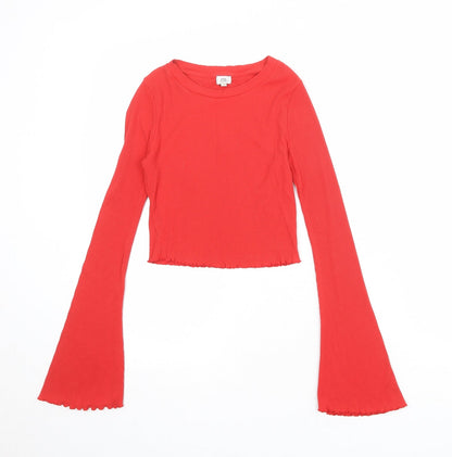 Womens UK Size 6 River Island Red Basic T-Shirt