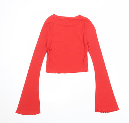 Womens UK Size 6 River Island Red Basic T-Shirt