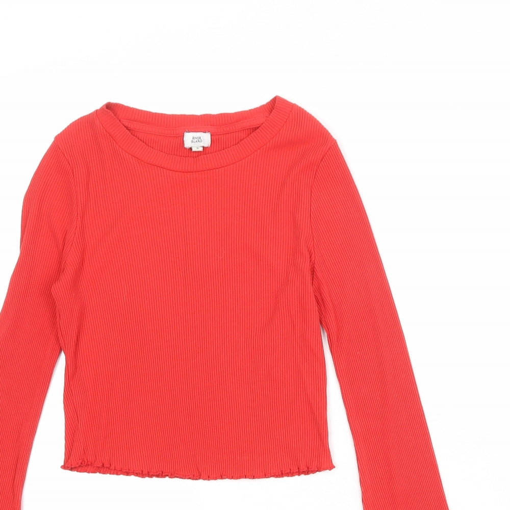 Womens UK Size 6 River Island Red Basic T-Shirt
