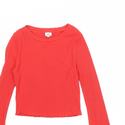 Womens UK Size 6 River Island Red Basic T-Shirt