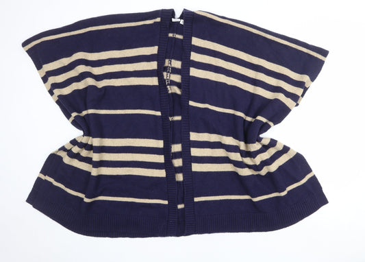Gap Womens Blue V-Neck Striped Nylon Cardigan Jumper One Size