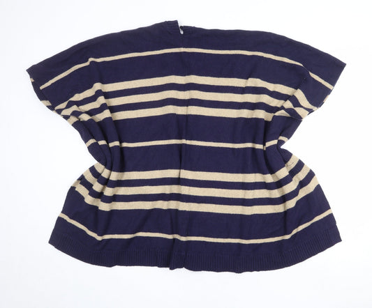 Gap Womens Blue V-Neck Striped Nylon Cardigan Jumper One Size
