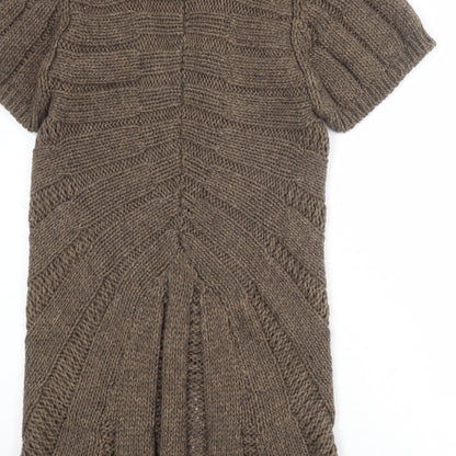 Womens UK Size 12 Oui Brown Cardigan Jumper