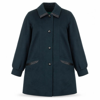 Me-Jay Womens Green Overcoat Coat Size M Button