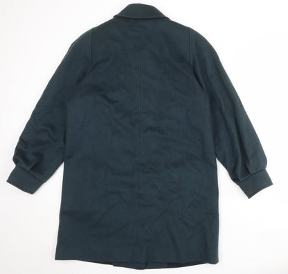Me-Jay Womens Green Overcoat Coat Size M Button