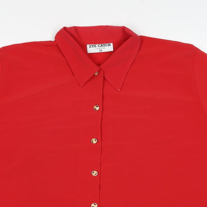 Eye Catch London Womens Red Polyester Basic Button-Up Size 18 Collared