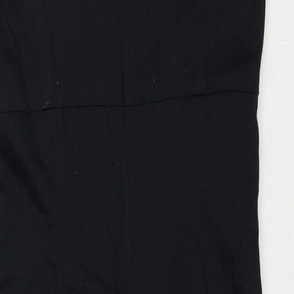 Dorothy Perkins Womens Black Cotton Shift Size 10 V-Neck Zip - Embellished