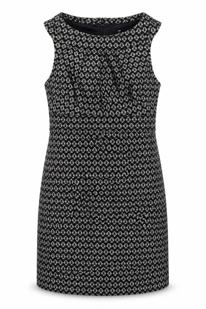 NEXT Womens Black Geometric Nylon Shift Size 10 Round Neck Zip