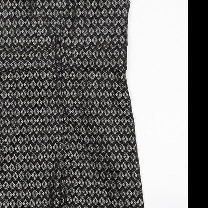 NEXT Womens Black Geometric Nylon Shift Size 10 Round Neck Zip