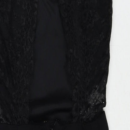 Miss Selfridge Womens Black Viscose Shift Size 8 V-Neck Zip - Lace Details