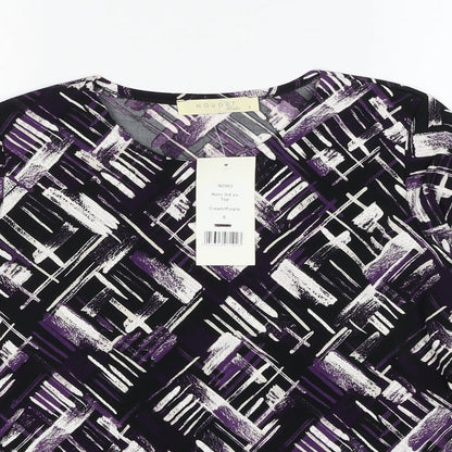 Nougat Womens Purple Geometric Polyester Basic Blouse Size S Round Neck