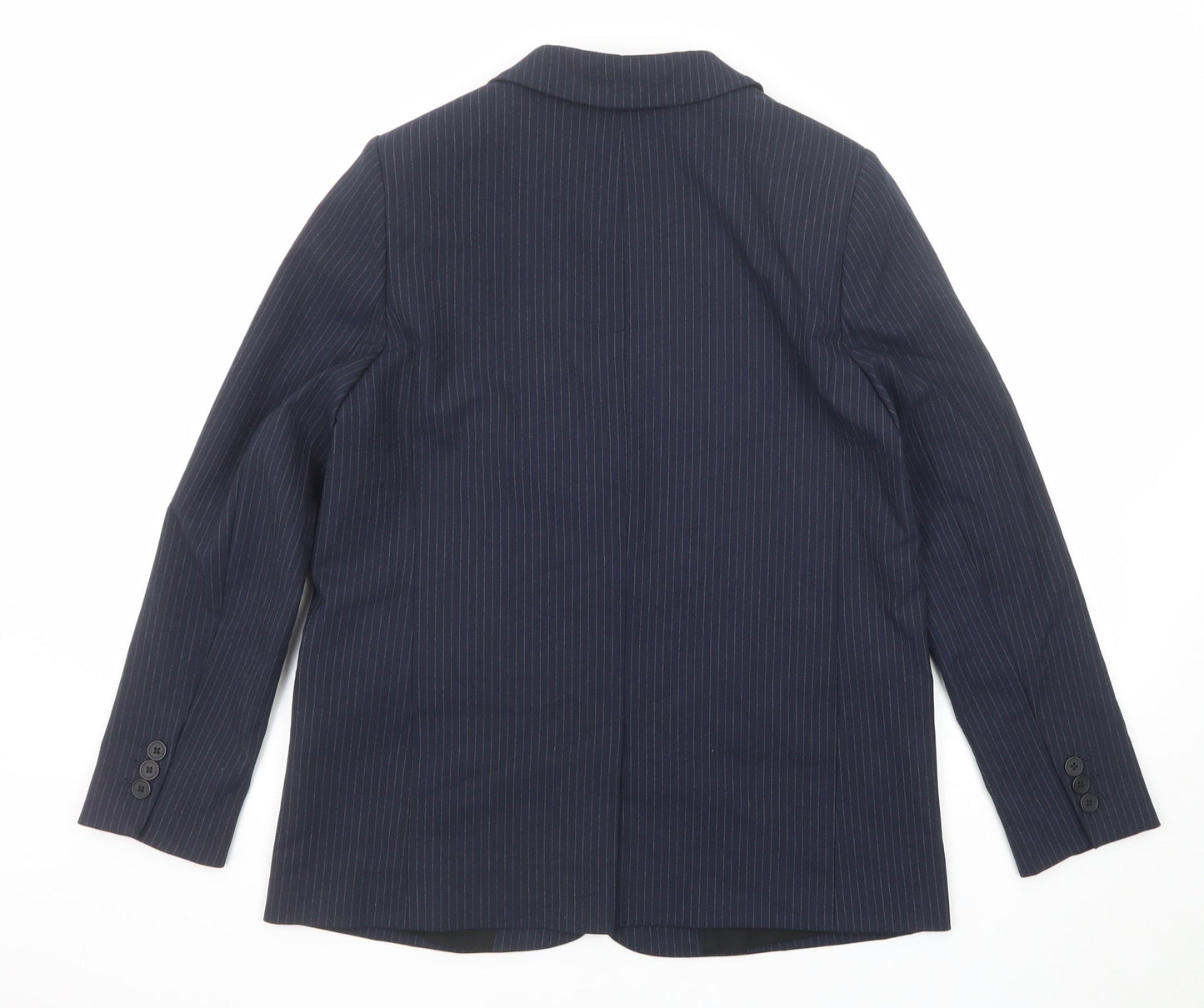 Marks and Spencer Womens Blue Striped Polyester Jacket Suit Jacket Size 12