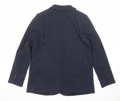 Marks and Spencer Womens Blue Striped Polyester Jacket Suit Jacket Size 12