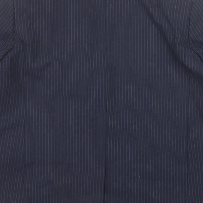 Marks and Spencer Womens Blue Striped Polyester Jacket Suit Jacket Size 12