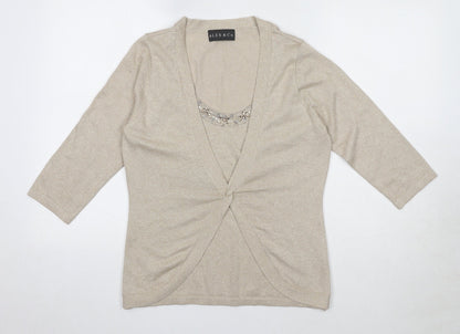Womens UK Size 12 Alex & Co Beige Basic Blouse