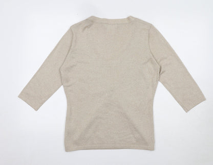 Womens UK Size 12 Alex & Co Beige Basic Blouse