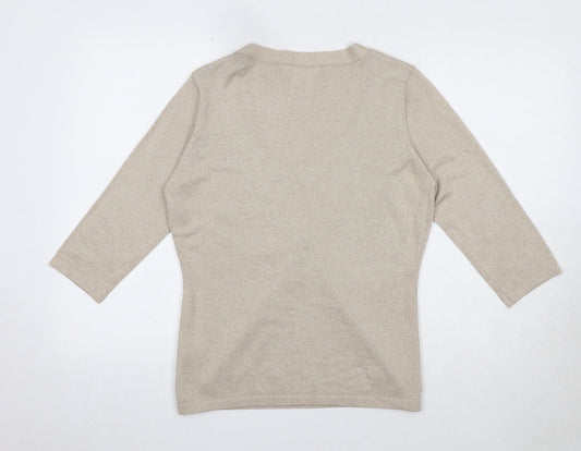 Womens UK Size 12 Alex & Co Beige Basic Blouse