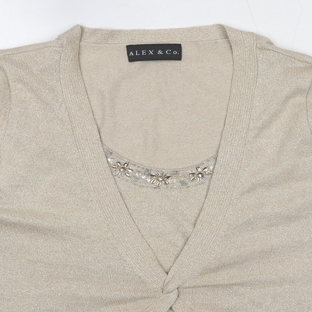 Womens UK Size 12 Alex & Co Beige Basic Blouse