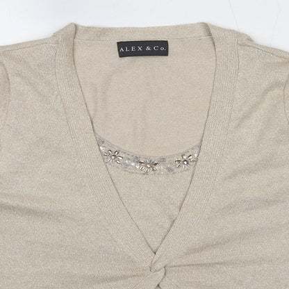 Womens UK Size 12 Alex & Co Beige Basic Blouse