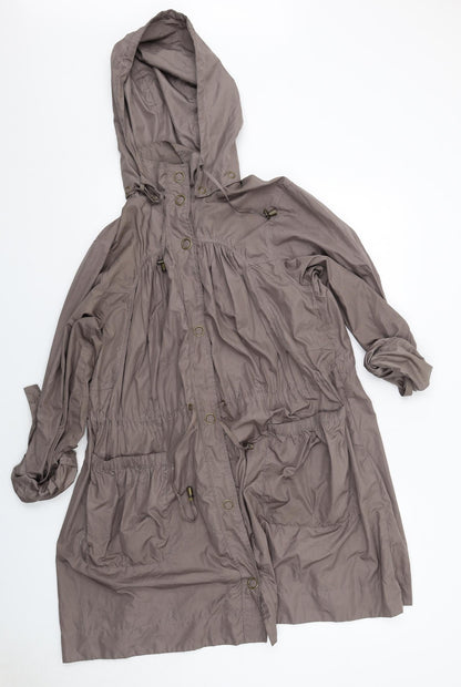 Warehouse Womens Brown Parka Coat Size 10 Zip - Hooded